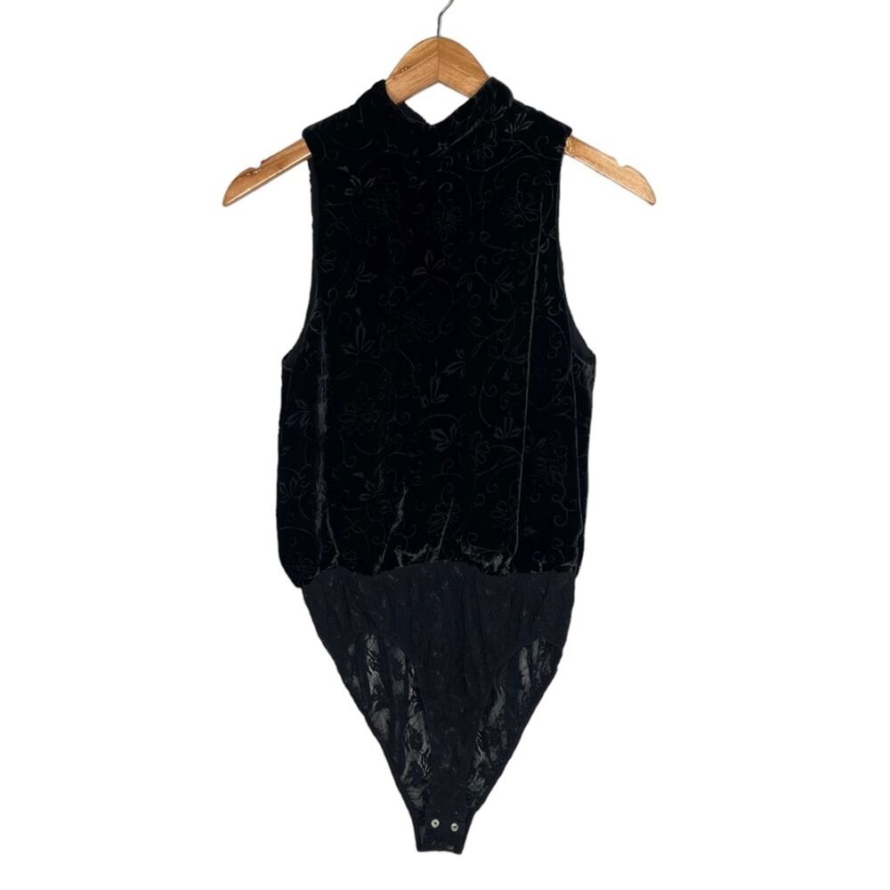 Kay Unger Evening Velvet Lacy Bodysuit 10
